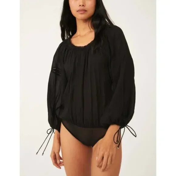 FREE PEOPLE Solid Sundown Bodysuit in Black Small NWT - Picture 8 of 8